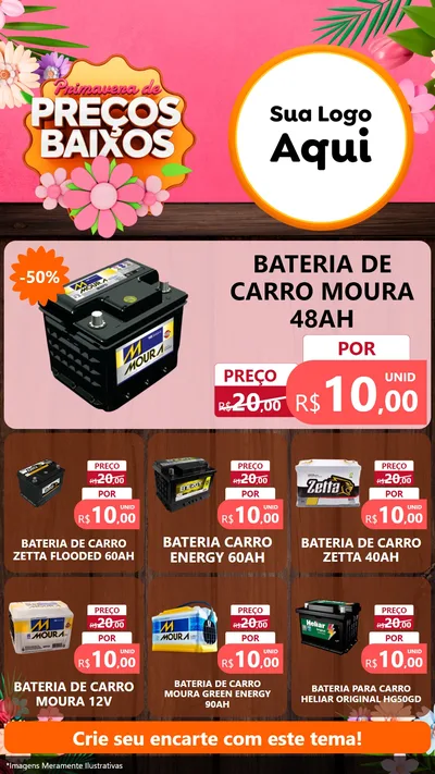 Modelo de Rede Social para Stories com o tema Primavera de Preços Baixos para Baterias Elétricas