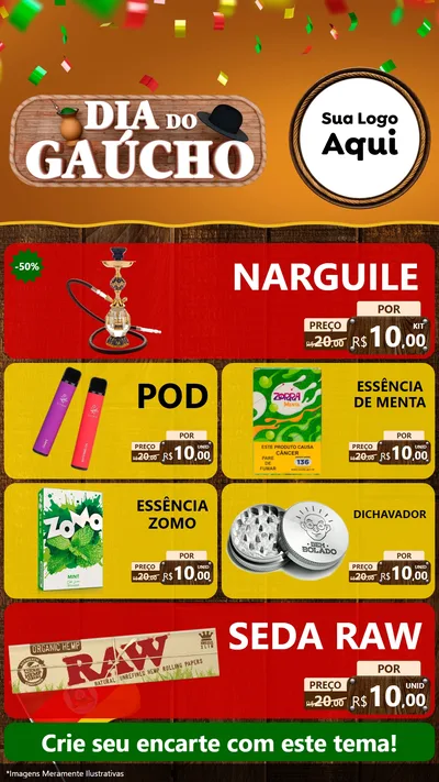 Modelo de TV para TV Vertical com o tema Dia do Gaúcho para Tabacaria