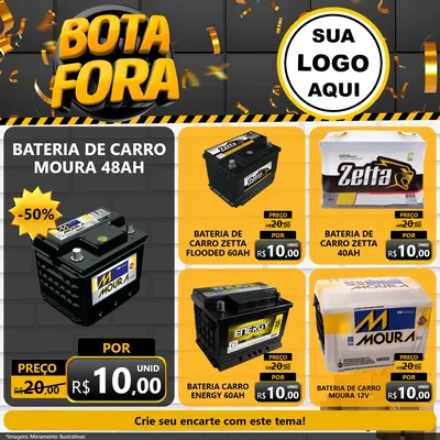 Modelo de Rede Social para Feed Facebook com o tema Bota Fora para Baterias Elétricas