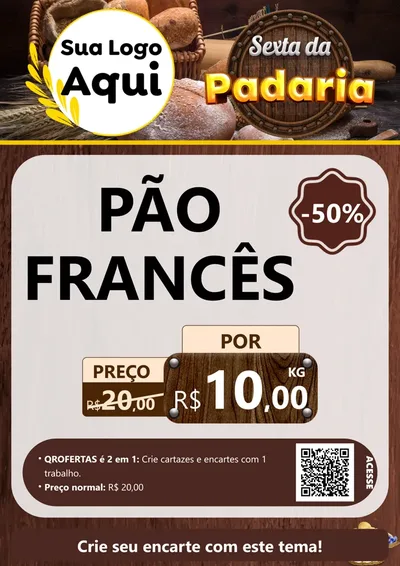 Modelo de Cartaz para Cartaz A4 Vertical com o tema Sexta da Padaria para Padaria