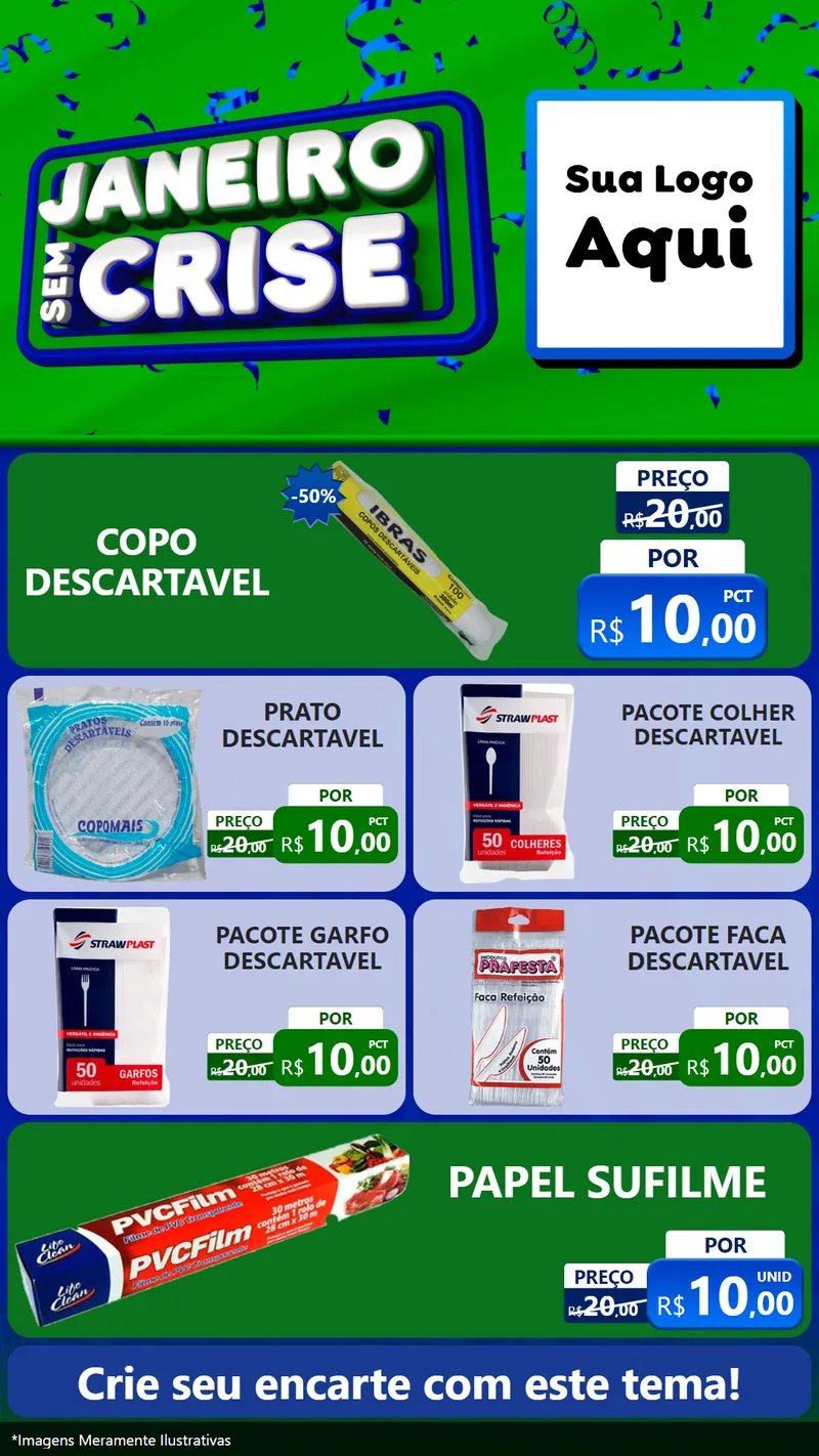 Modelo de TV para TV Vertical com o tema Janeiro Sem Crise para Embalagens