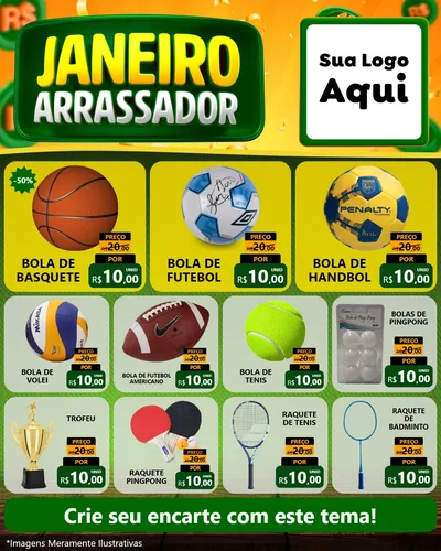 Modelo de Rede Social para Feed Instagram com o tema Janeiro Arrasador para Artigos Esportivos