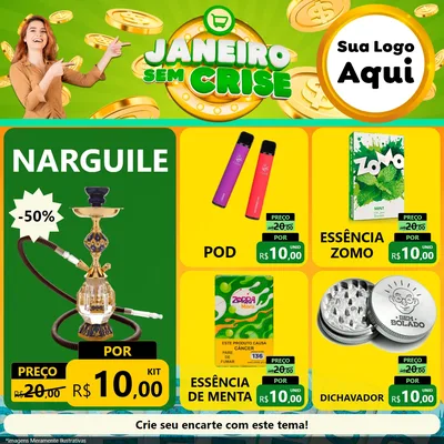 Modelo de Rede Social para Feed Facebook com o tema Janeiro Sem Crise para Tabacaria