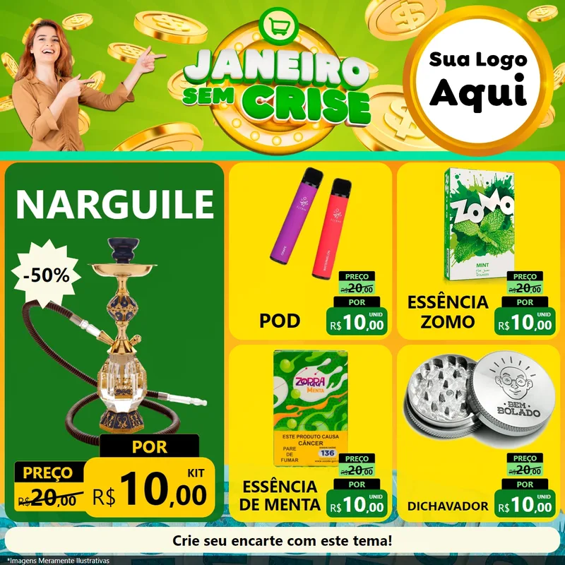 Modelo de Rede Social para Feed Facebook com o tema Janeiro Sem Crise para Tabacaria