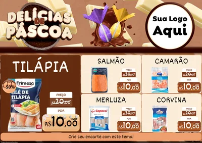 Modelo de Encarte para Encarte A4 Horizontal com o tema Delícias de Páscoa para Peixaria