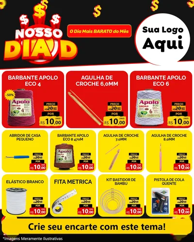 Modelo de Rede Social para Feed Instagram com o tema Nosso Dia D para Armarinho e Aviamentos