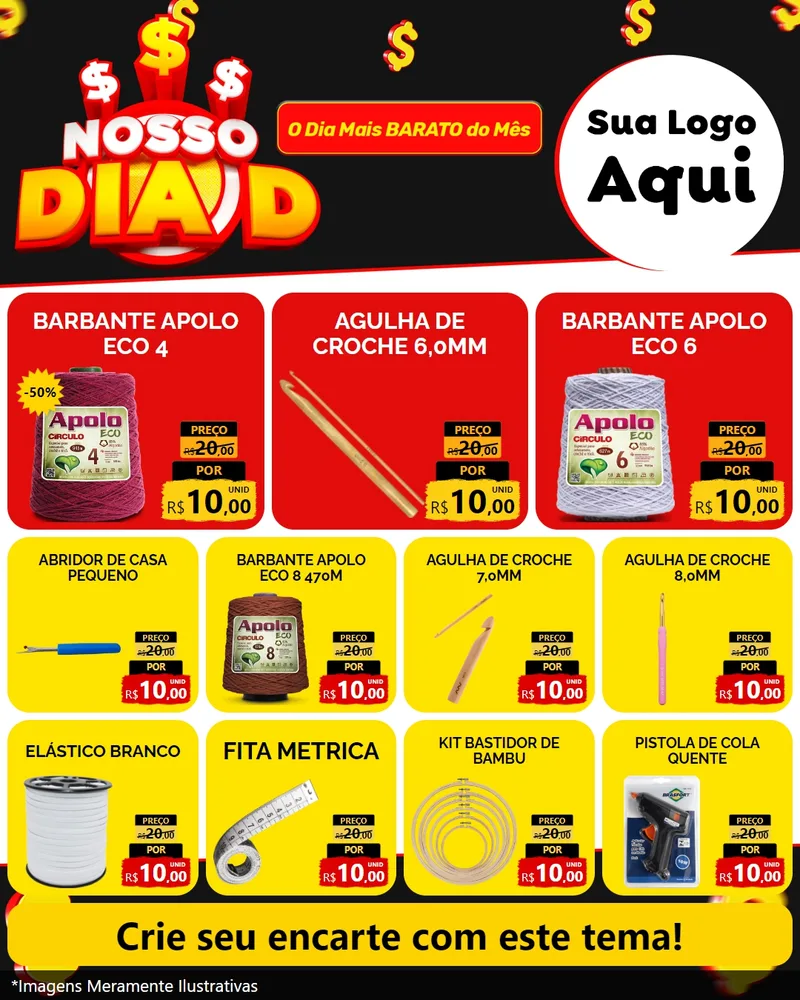 Modelo de Rede Social para Feed Instagram com o tema Nosso Dia D para Armarinho e Aviamentos