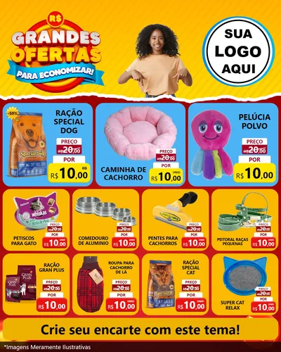 Modelo de Rede Social para Feed Instagram com o tema Grandes Ofertas Para Economizar! para Pet Shop