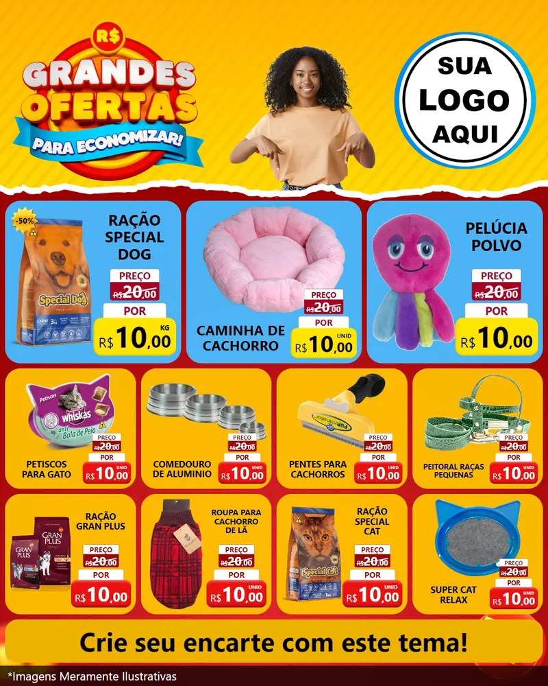 Modelo de Rede Social para Feed Instagram com o tema Grandes Ofertas Para Economizar! para Pet Shop