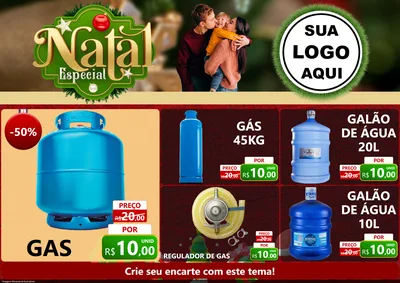 Modelo de Encarte para Encarte A4 Horizontal com o tema Natal Especial para Água e gás