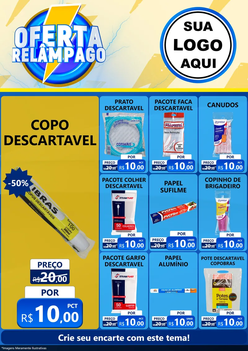 Modelo de Encarte para Encarte A4 Vertical com o tema Oferta Relâmpago para Embalagens