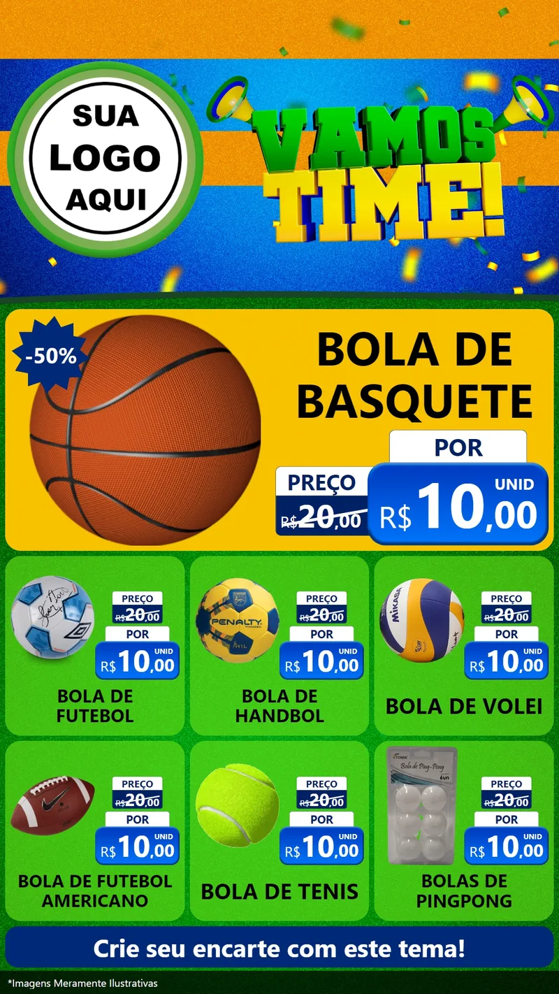 Modelo de Rede Social para Stories com o tema Vamos Time! para Artigos Esportivos