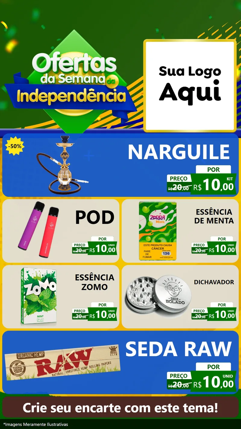 Modelo de TV para TV Vertical com o tema Ofertas da Semana da Independência para Tabacaria