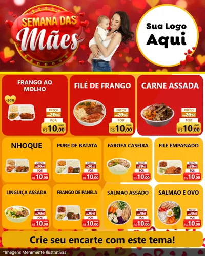 Modelo de Rede Social para Feed Instagram com o tema Semana das Mães para Restaurante