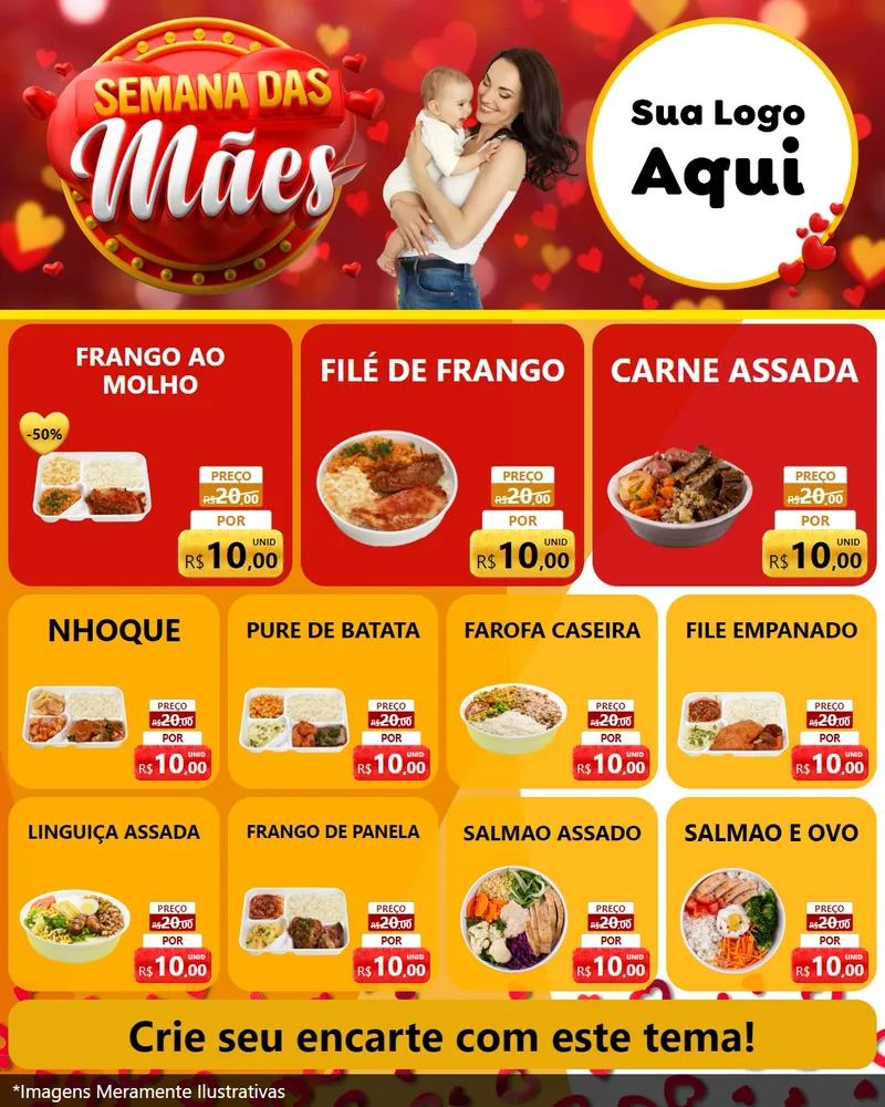 Modelo de Rede Social para Feed Instagram com o tema Semana das Mães para Restaurante