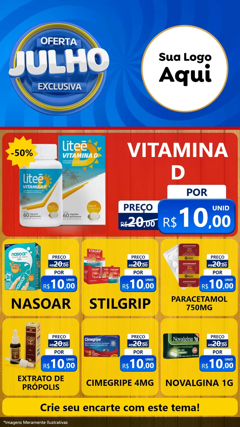 Modelo de Rede Social para Stories com o tema Oferta Exclusiva, Julho para Farmácia