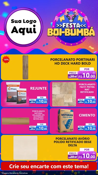 Modelo de TV para TV Vertical com o tema Festa Boi-Bumbá para Pisos e revestimentos