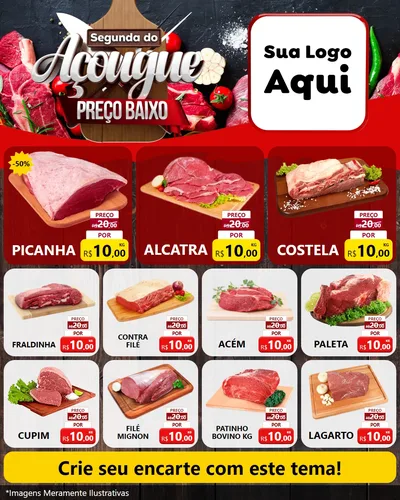 Modelo de Rede Social para Feed Instagram com o tema Segunda do Açougue Preço Baixo para Açougue