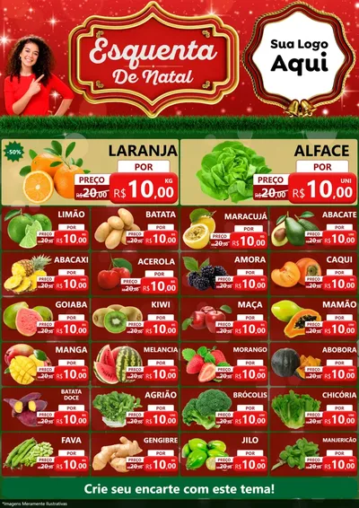 Modelo de Encarte para Encarte A4 Vertical com o tema Esquenta de Natal para Hortifrúti