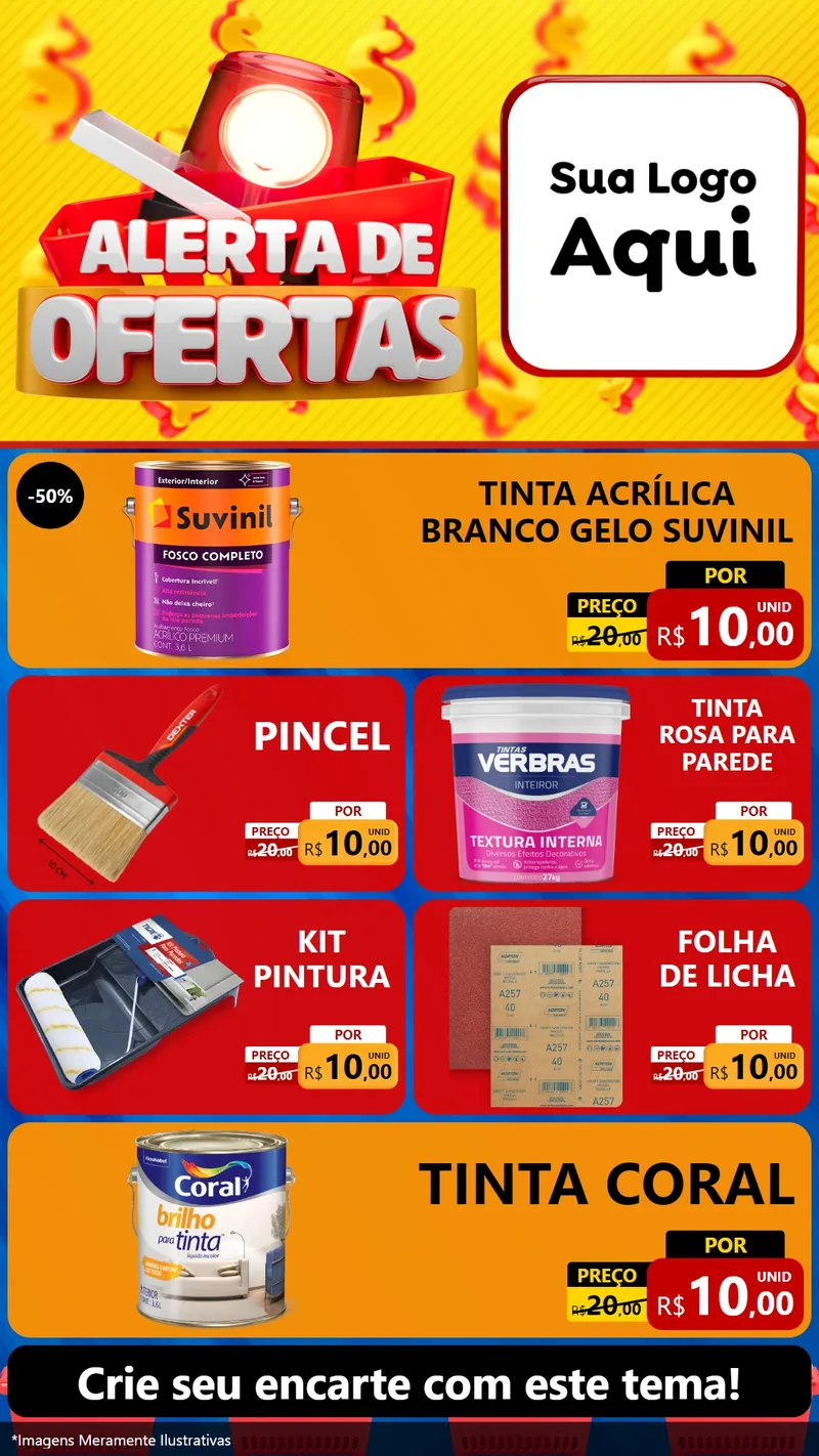 Modelo de TV para TV Vertical com o tema Alerta de Ofertas para Tintas e Ferramentas