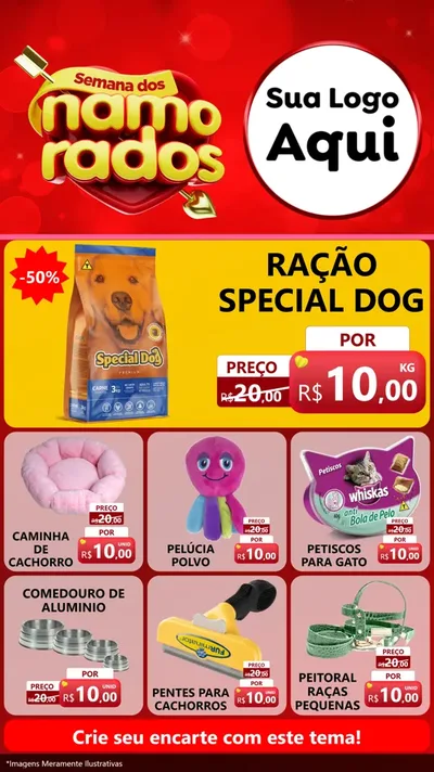 Modelo de Rede Social para Stories com o tema Semana dos namorados para Pet Shop