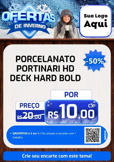 Modelo de Cartaz para Cartaz A4 Vertical com o tema Ofertas de Inverno para Pisos e revestimentos
