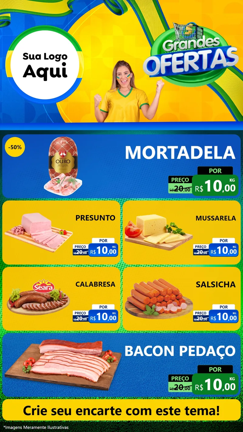 Modelo de TV para TV Vertical com o tema Grandes Ofertas para Frios e Laticínios