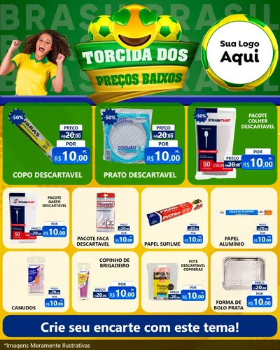 Modelo de Rede Social para Feed Instagram com o tema Torcida dos Preços Baixos - Copa para Embalagens