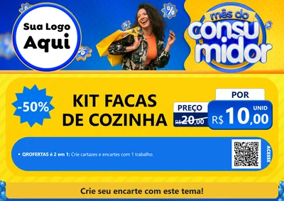 Modelo de Cartaz para Cartaz A4 Horizontal com o tema Mês do Consumidor para Utilidades Domésticas