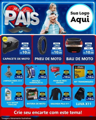 Modelo de Rede Social para Feed Instagram com o tema Mês Dos Pais para Moto peças