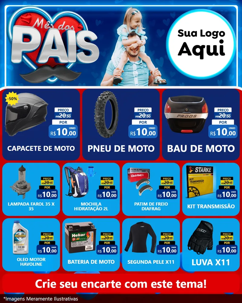 Modelo de Rede Social para Feed Instagram com o tema Mês Dos Pais para Moto peças