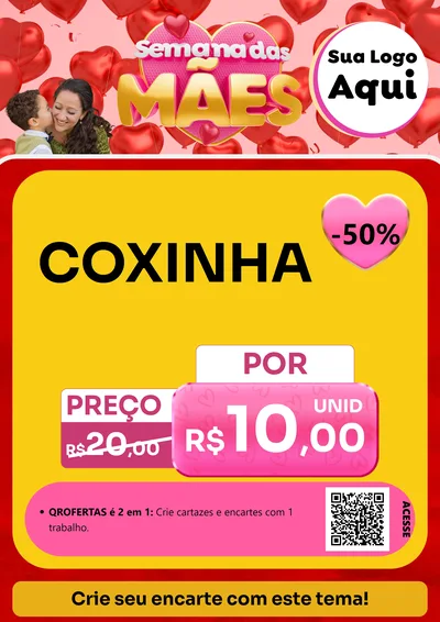 Modelo de Cartaz para Cartaz A4 Vertical com o tema Semana Das Mães para Salgadaria