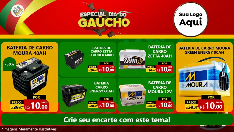 Modelo de TV para TV Horizontal com o tema Especial Dia do Gaúcho para Baterias Elétricas