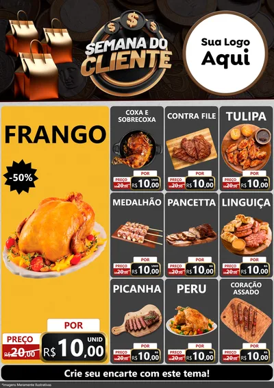 Modelo de Encarte para Encarte A4 Vertical com o tema Semana do Cliente para Assados