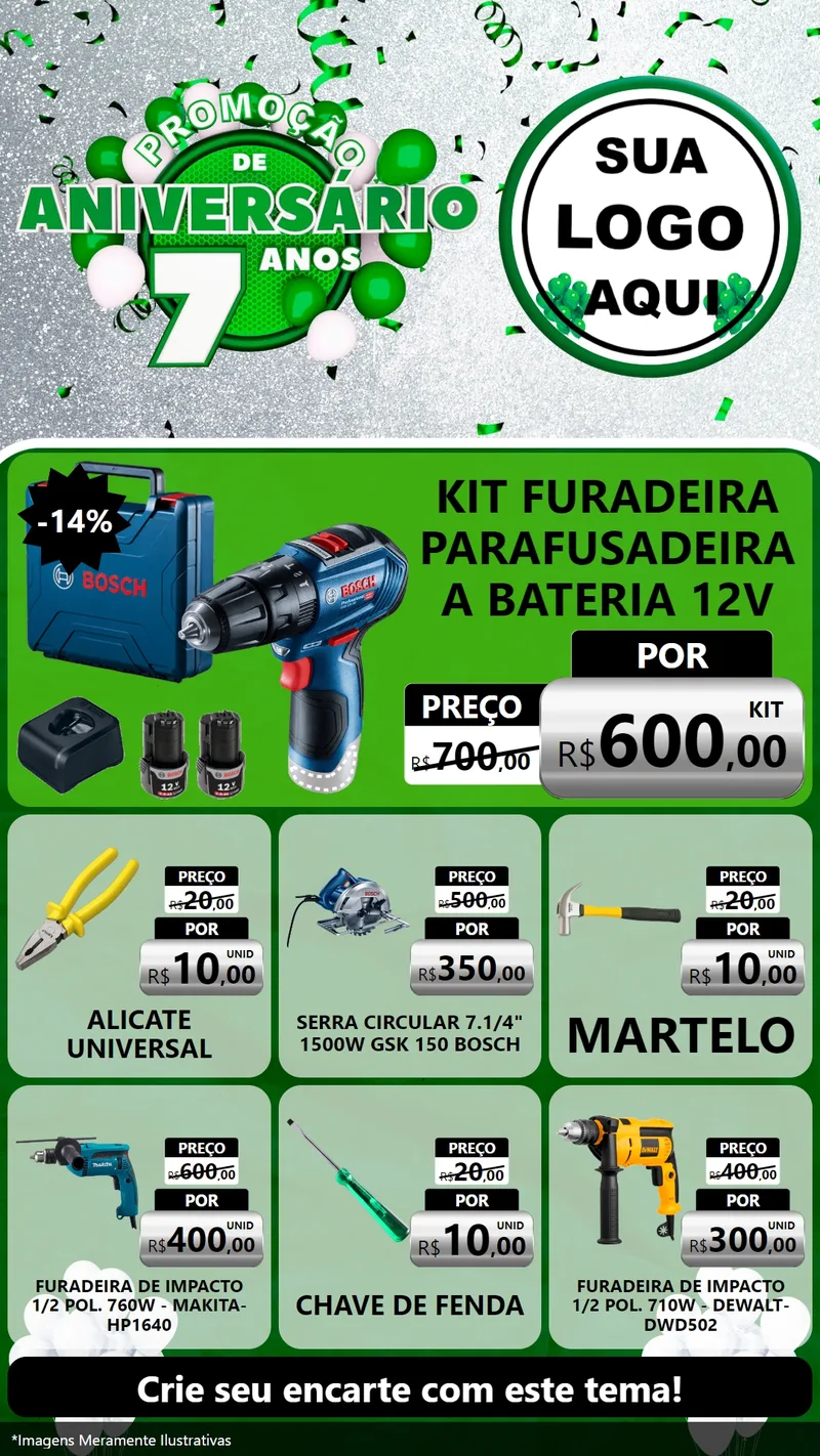Modelo de Rede Social para Stories com o tema Promoção de Aniversário - 7 Anos para Maquinas e Ferramentas