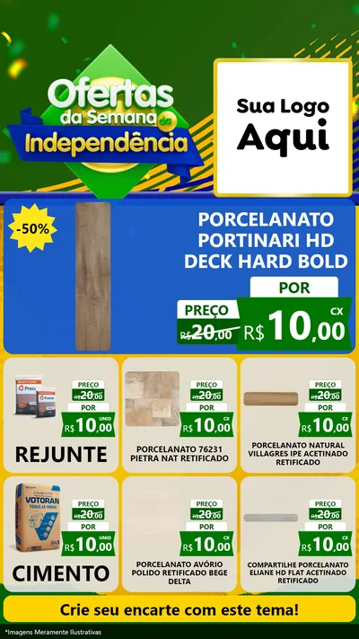 Modelo de Rede Social para Stories com o tema Ofertas da Semana da Independência para Pisos e revestimentos