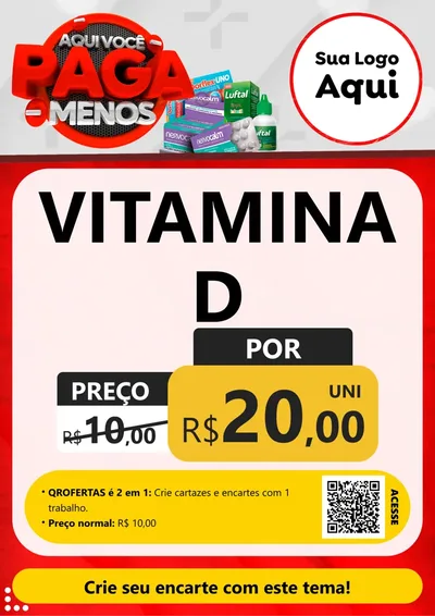Modelo de Cartaz para Cartaz A4 Vertical com o tema Aqui você paga menos para Farmácia
