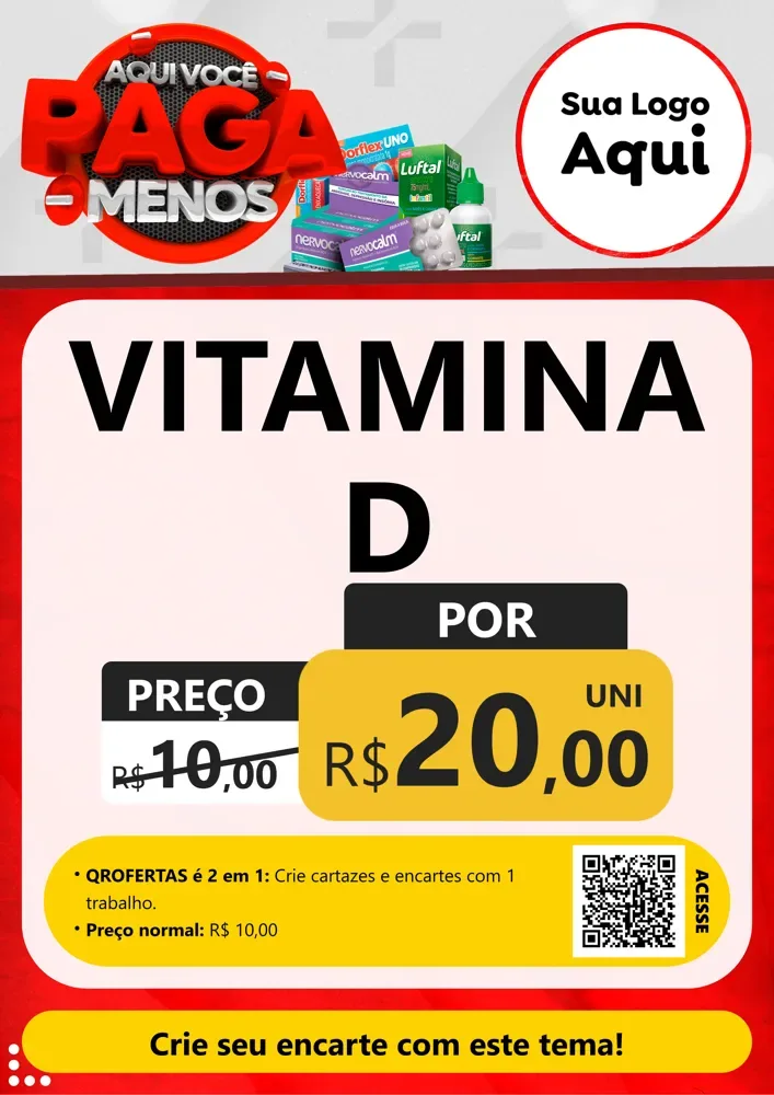 Modelo de Cartaz para Cartaz A4 Vertical com o tema Aqui você paga menos para Farmácia