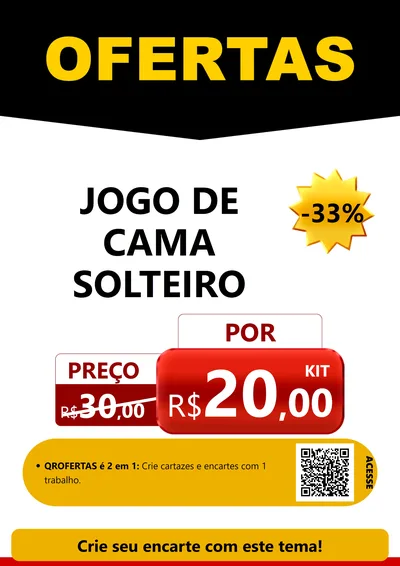 Modelo de Cartaz para Cartaz A4 Vertical com o tema Ofertas Preto e Vermelho Cartaz para Cama, Mesa e Banho