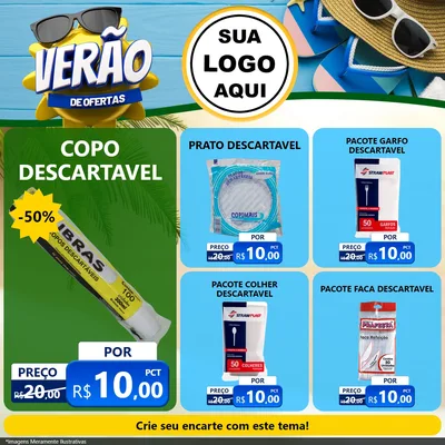 Modelo de Rede Social para Feed Facebook com o tema Verão de Ofertas para Embalagens