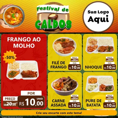 Modelo de Rede Social para Feed Facebook com o tema Festival de Caldos para Restaurante