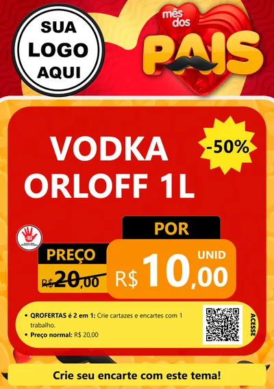 Modelo de Cartaz para Cartaz A4 Vertical com o tema Mês Dos Pais para Distribuidora de bebidas