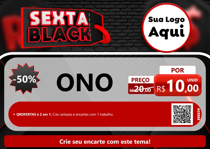 Modelo de Cartaz para Cartaz A4 Horizontal com o tema Sexta Black para Óticas