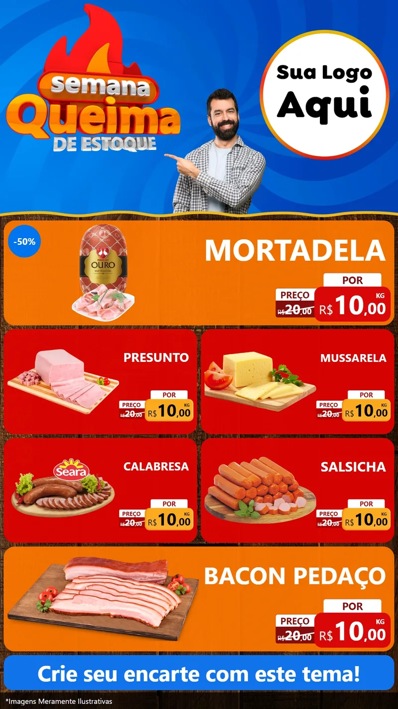 Modelo de TV para TV Vertical com o tema Semana Queima de Estoque para Frios e Laticínios
