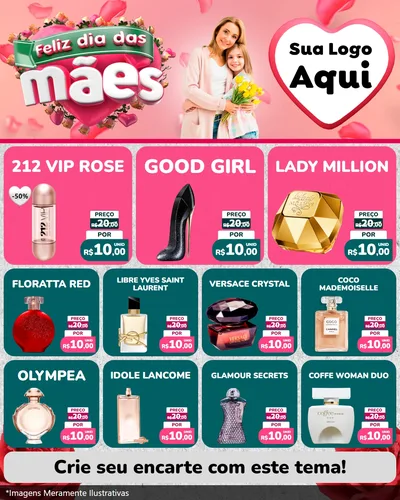 Modelo de Rede Social para Feed Instagram com o tema Feliz Dia das Mães para Perfumes