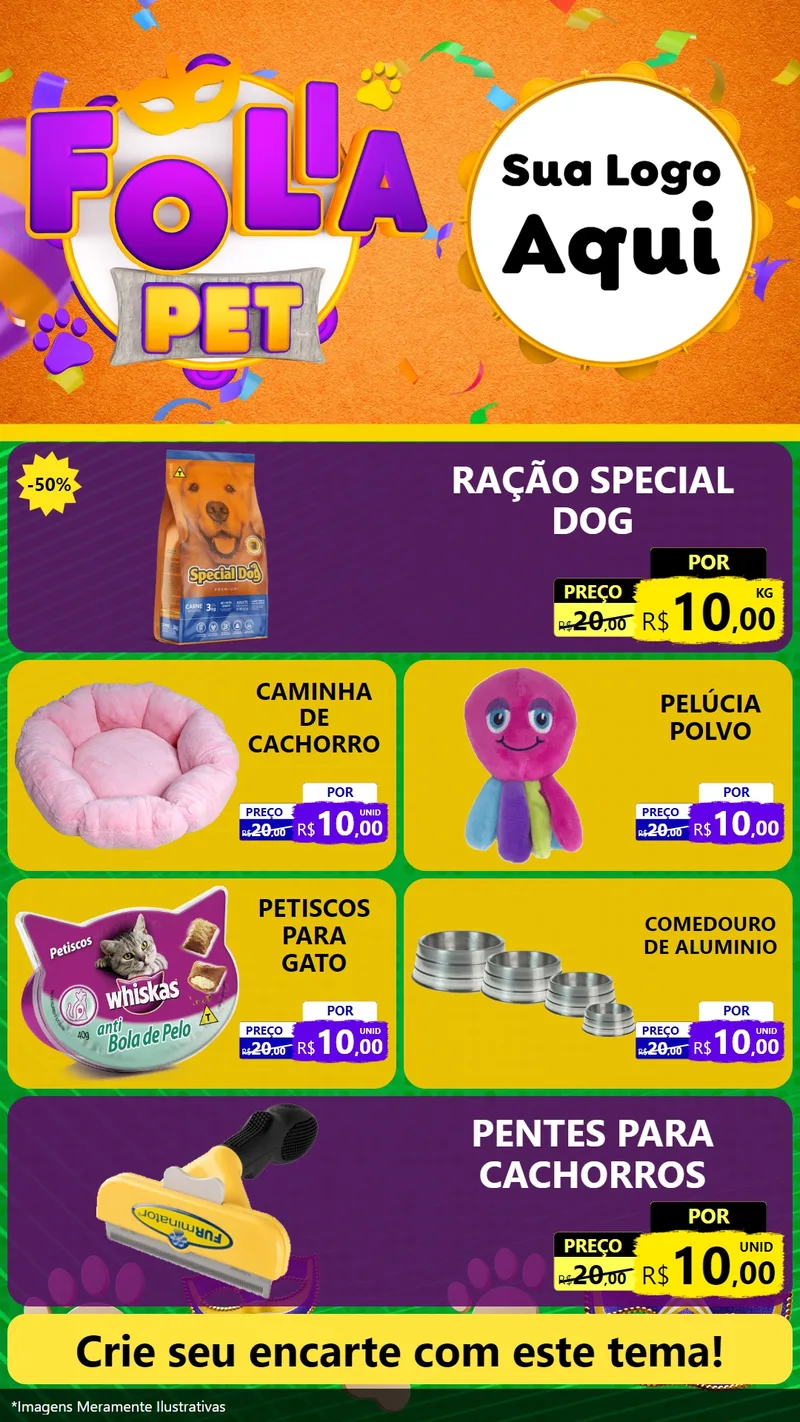 Modelo de TV para TV Vertical com o tema Folia Pet para Pet Shop