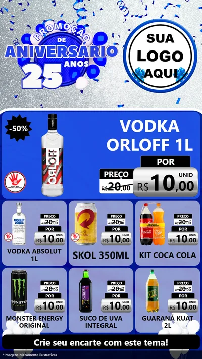 Modelo de Rede Social para Stories com o tema Promoção de Aniversário - 25 Anos para Distribuidora de bebidas