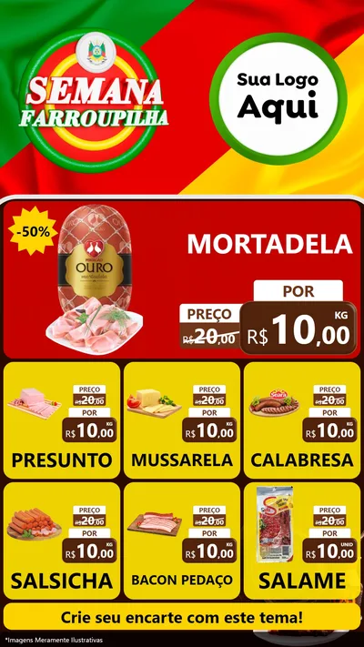 Modelo de Rede Social para Stories com o tema Semana Farroupilha para Frios e Laticínios