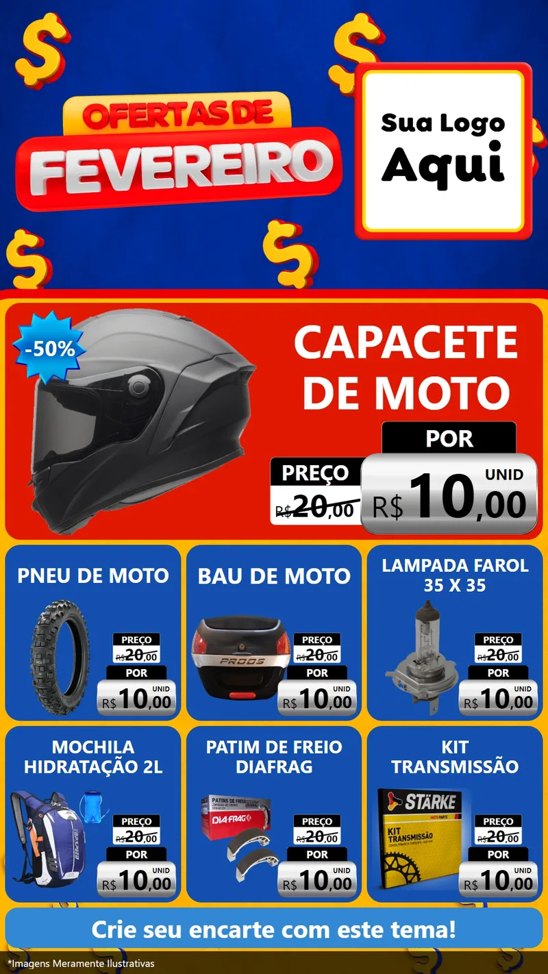 Modelo de Rede Social para Stories com o tema Ofertas de Fevereiro para Moto peças