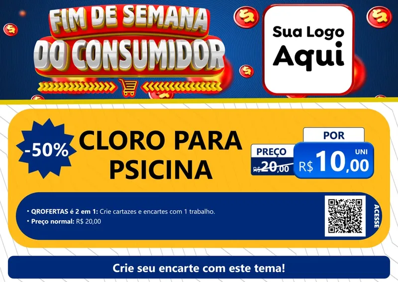 Modelo de Cartaz para Cartaz A4 Horizontal com o tema Fim de Semana do Consumidor para Produtos para Piscina